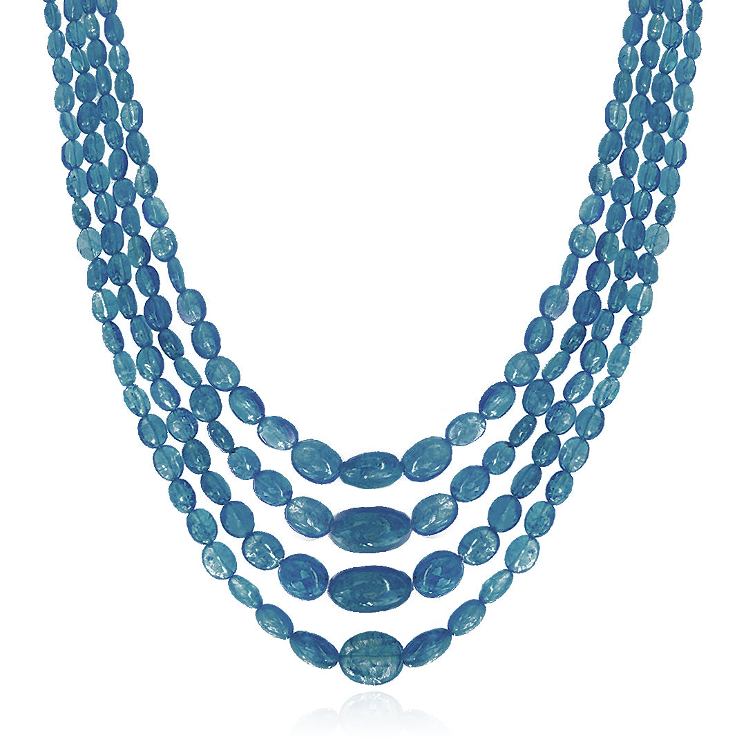 Dark Blue Aquamarine Kantha Necklace