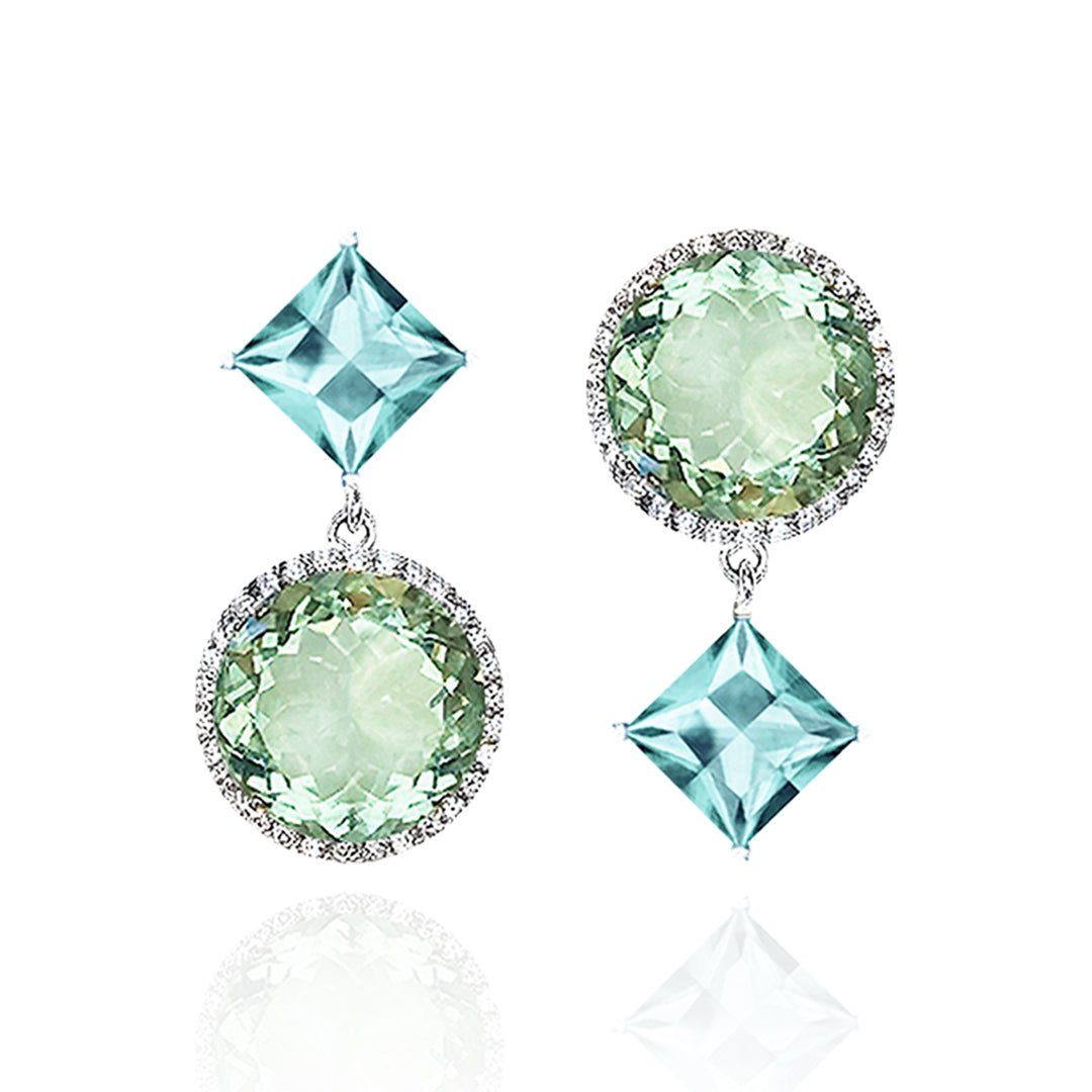 Square Round Double Play Earrings