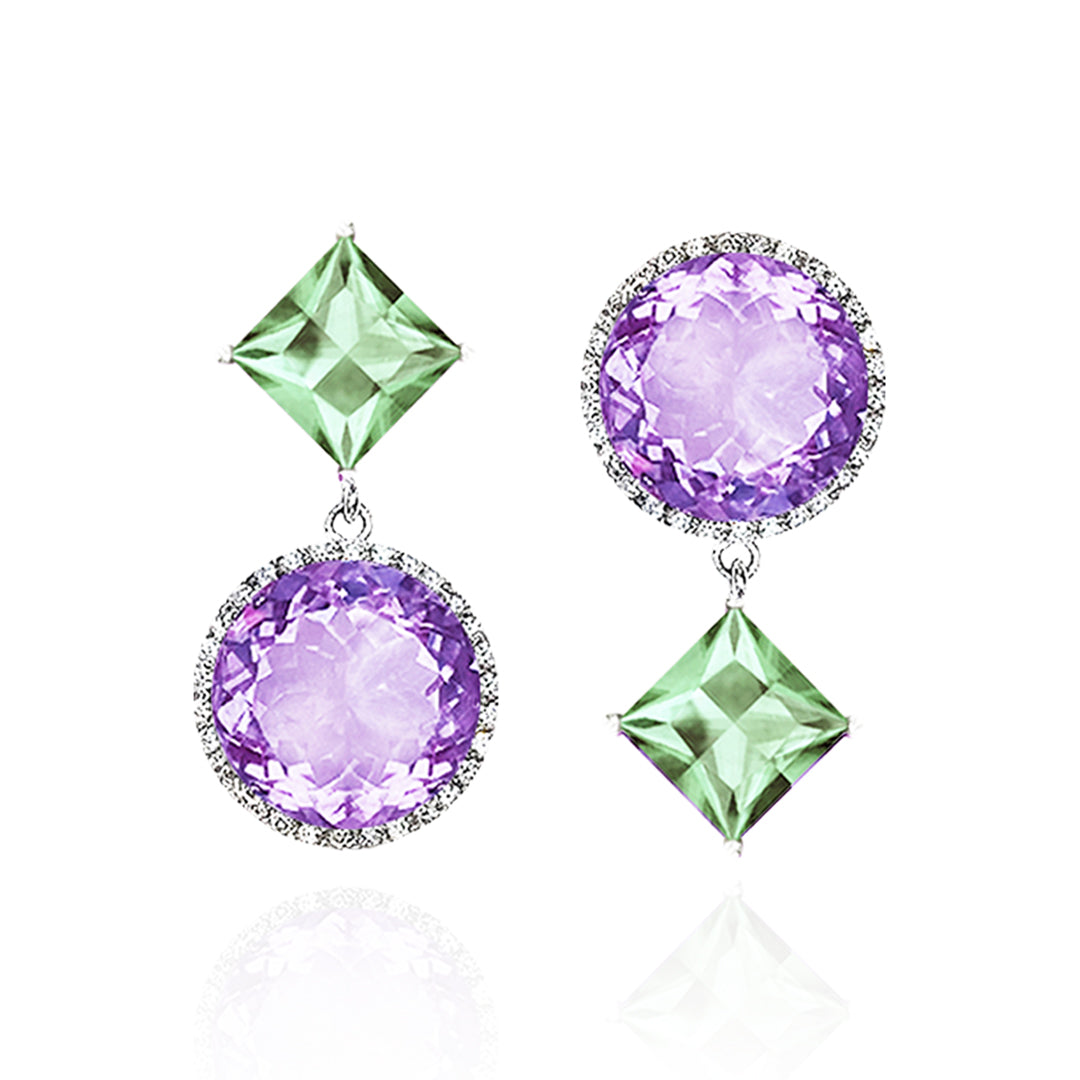 Square Round Double Play Earrings