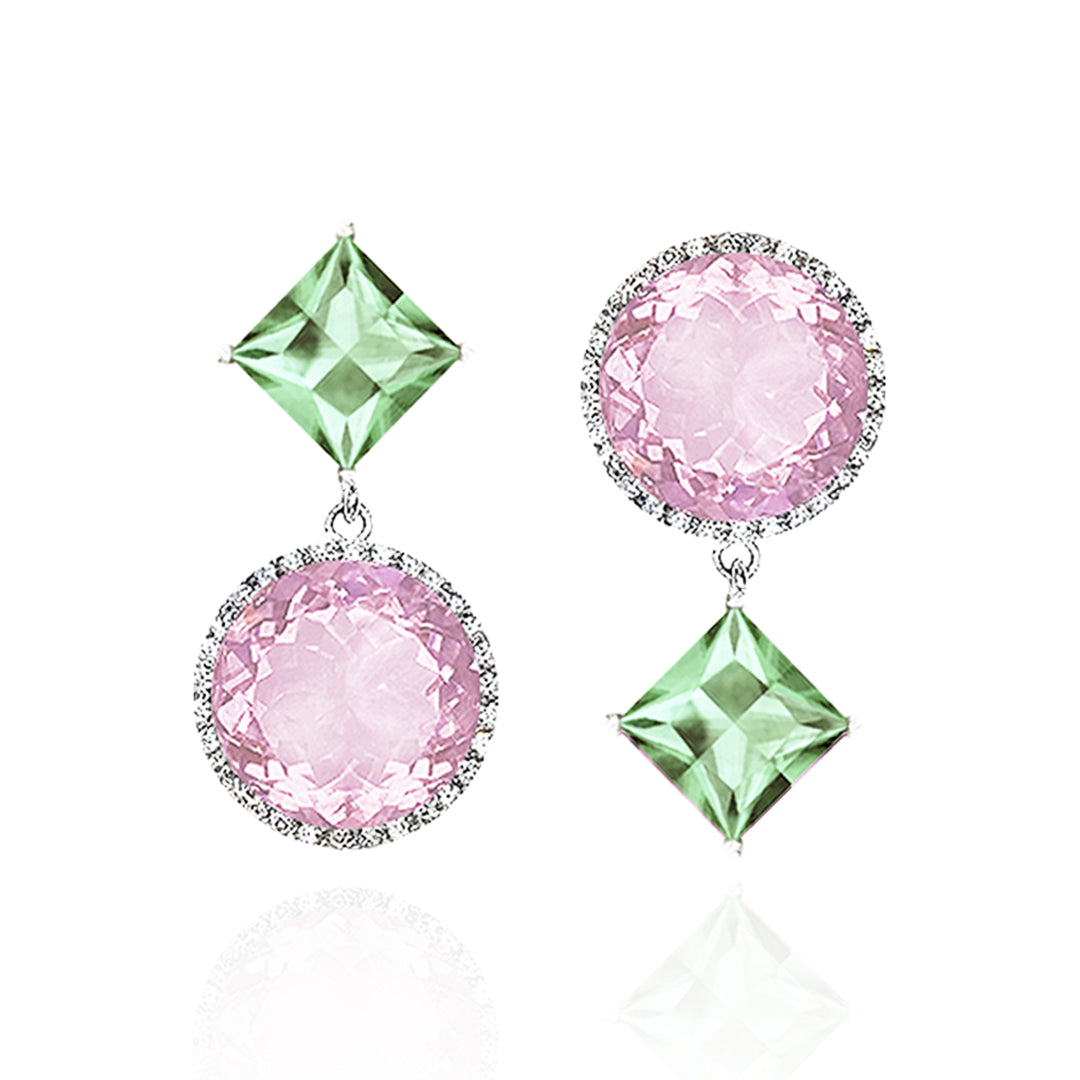 Square Round Double Play Earrings