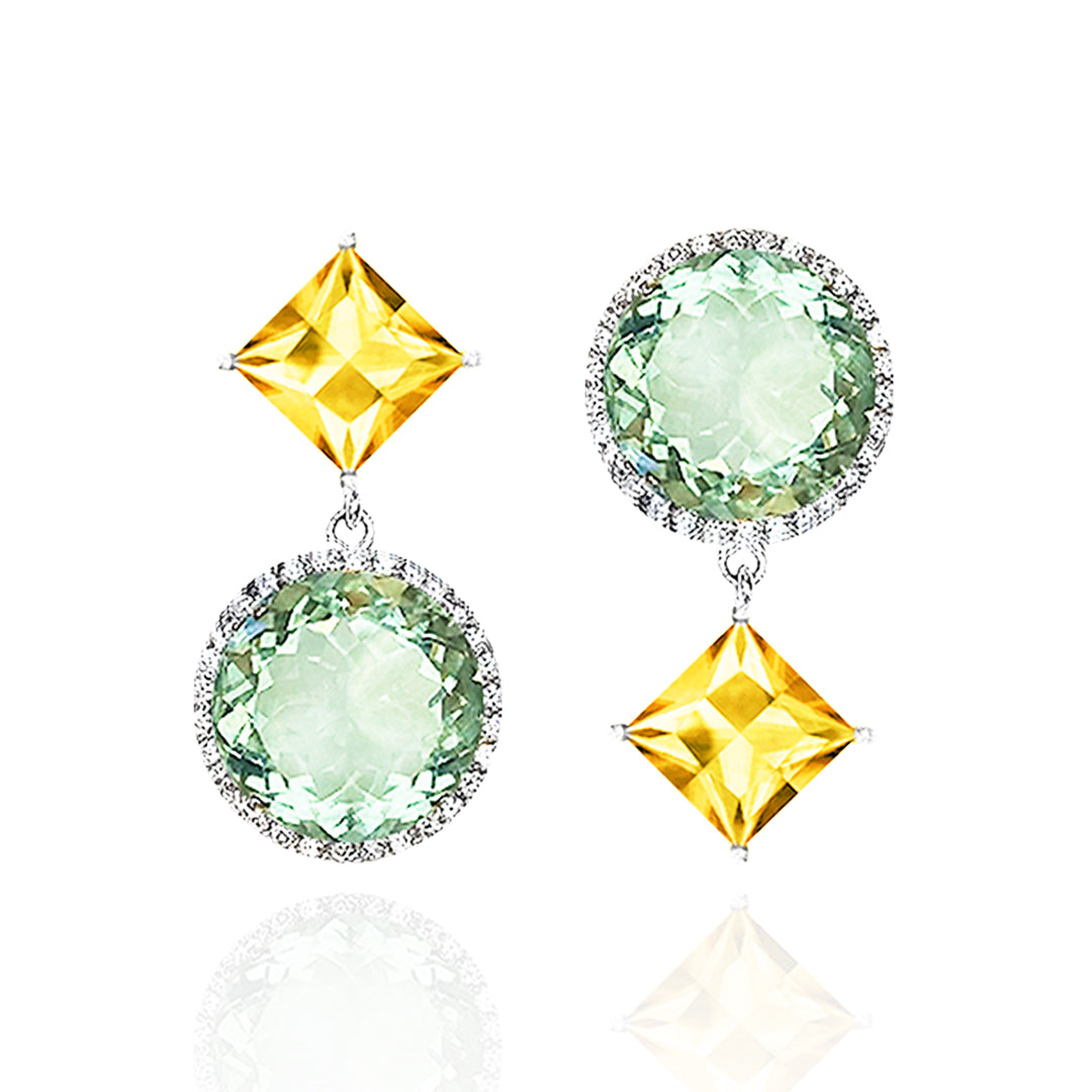 Square Round Double Play Earrings