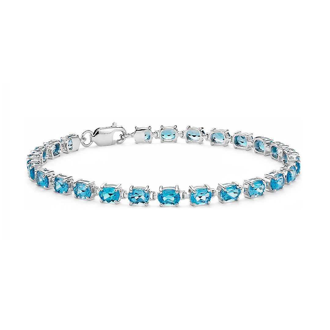 Blue Topaz Oval Eternity Bracelet
