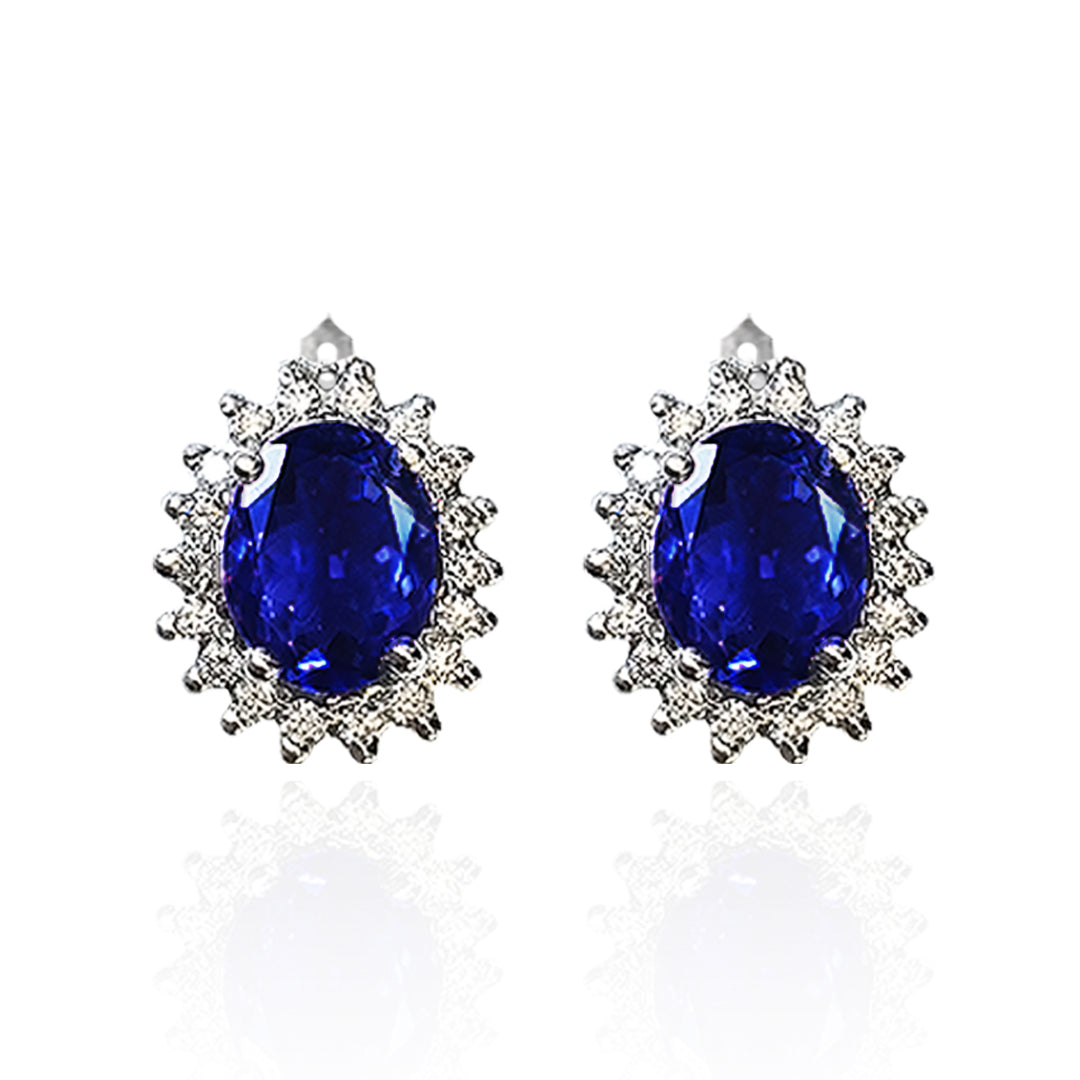 Iolite Oval Starburst Earrings