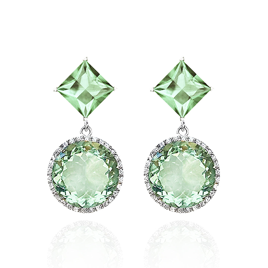 Square Round Drop Earrings
