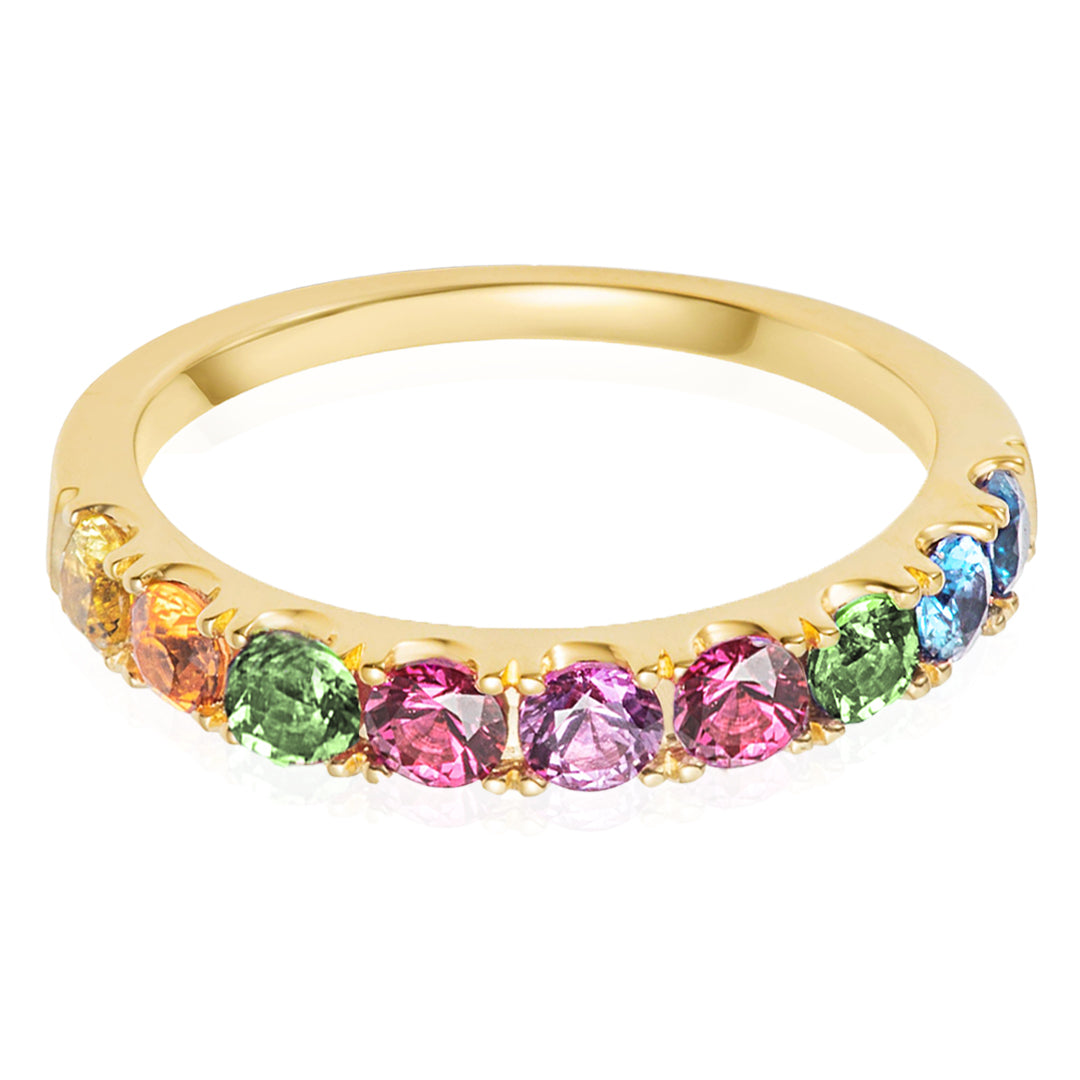Rainbow Round Gemstone Ring