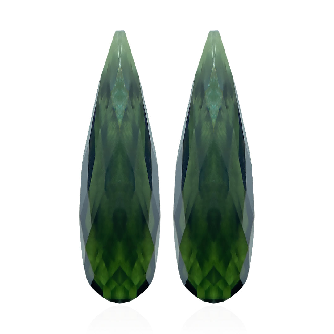Green Tourmaline Drop Pair