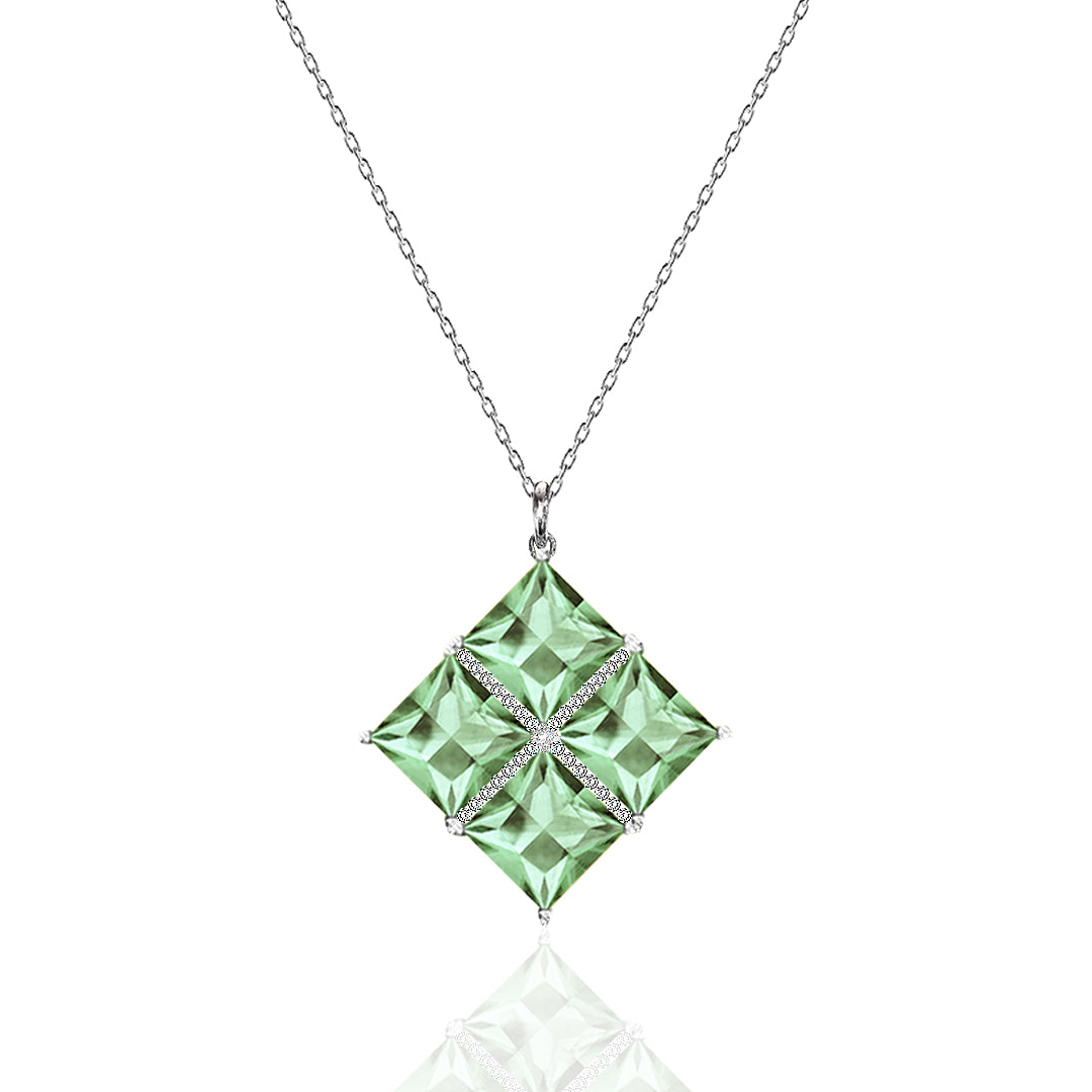 Square Cut Blue Topaz Necklace