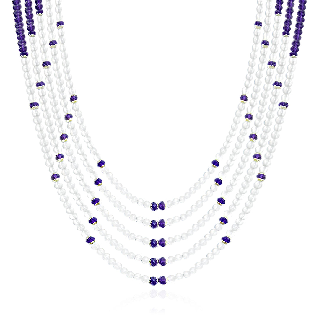 White Quartz & Amethyst Statement Necklace
