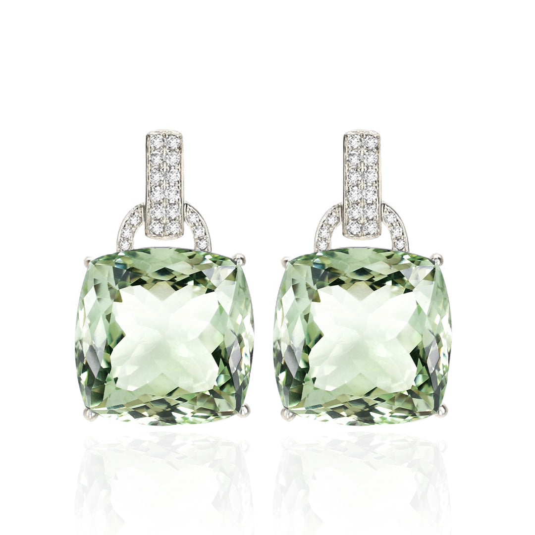 Green Amethyst Classic Cushion Earrings