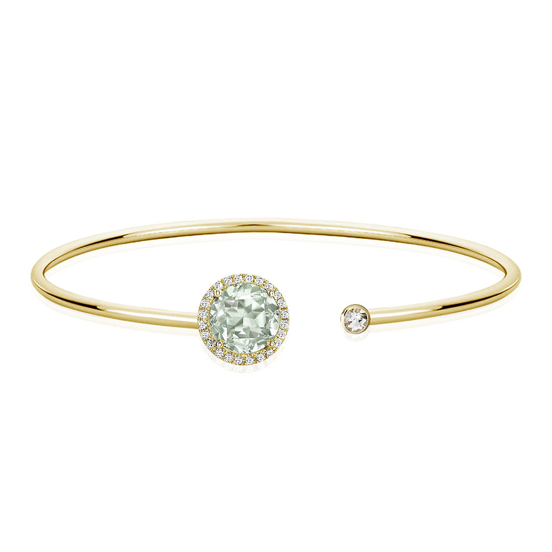 Green Amethyst Round Halo Bracelet