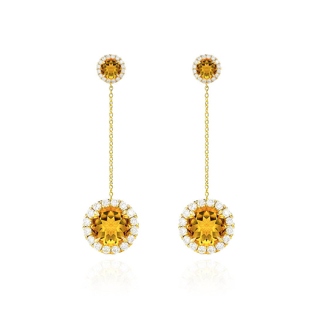 Citrine Jacket Chain Earrings