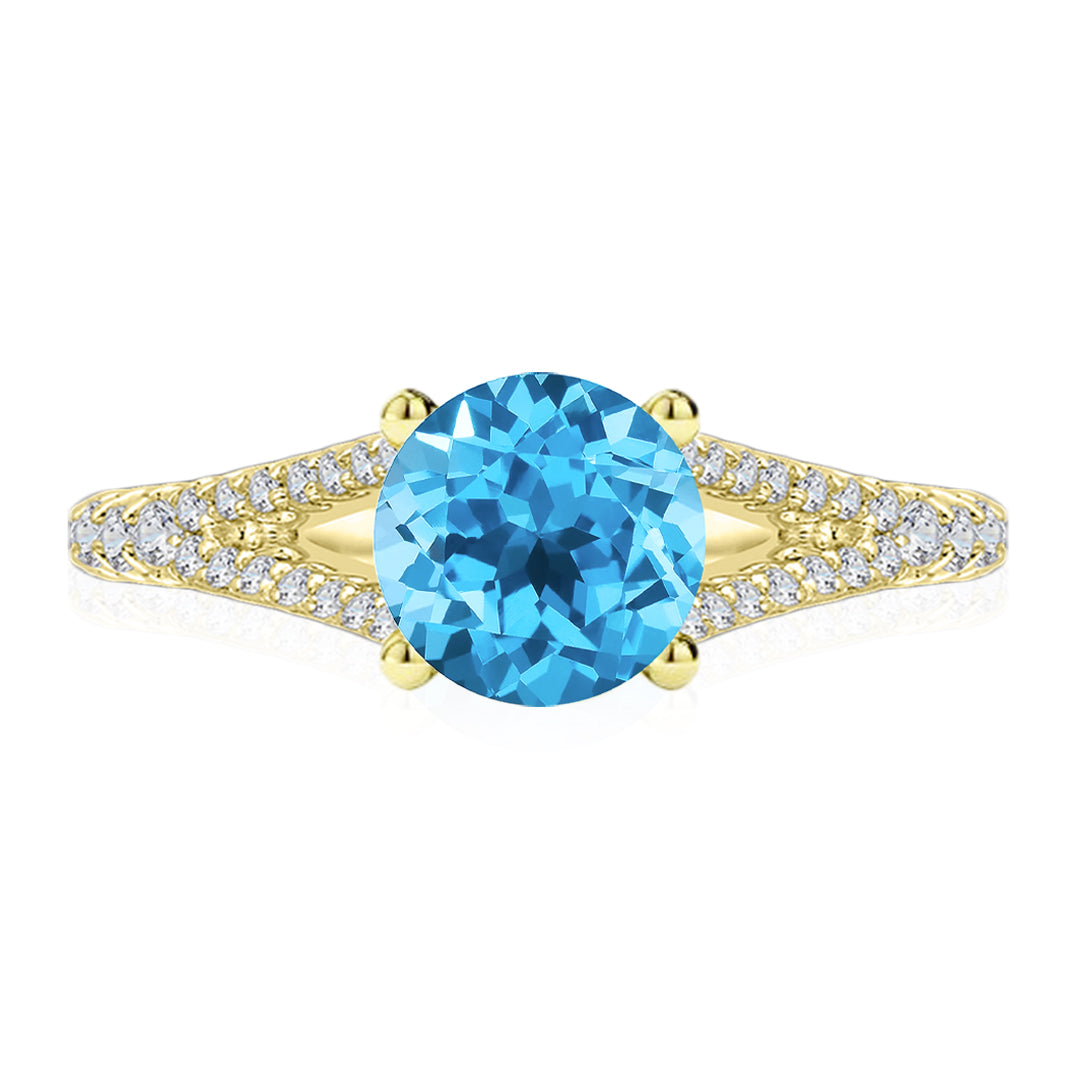 Blue Topaz Round Split Ring