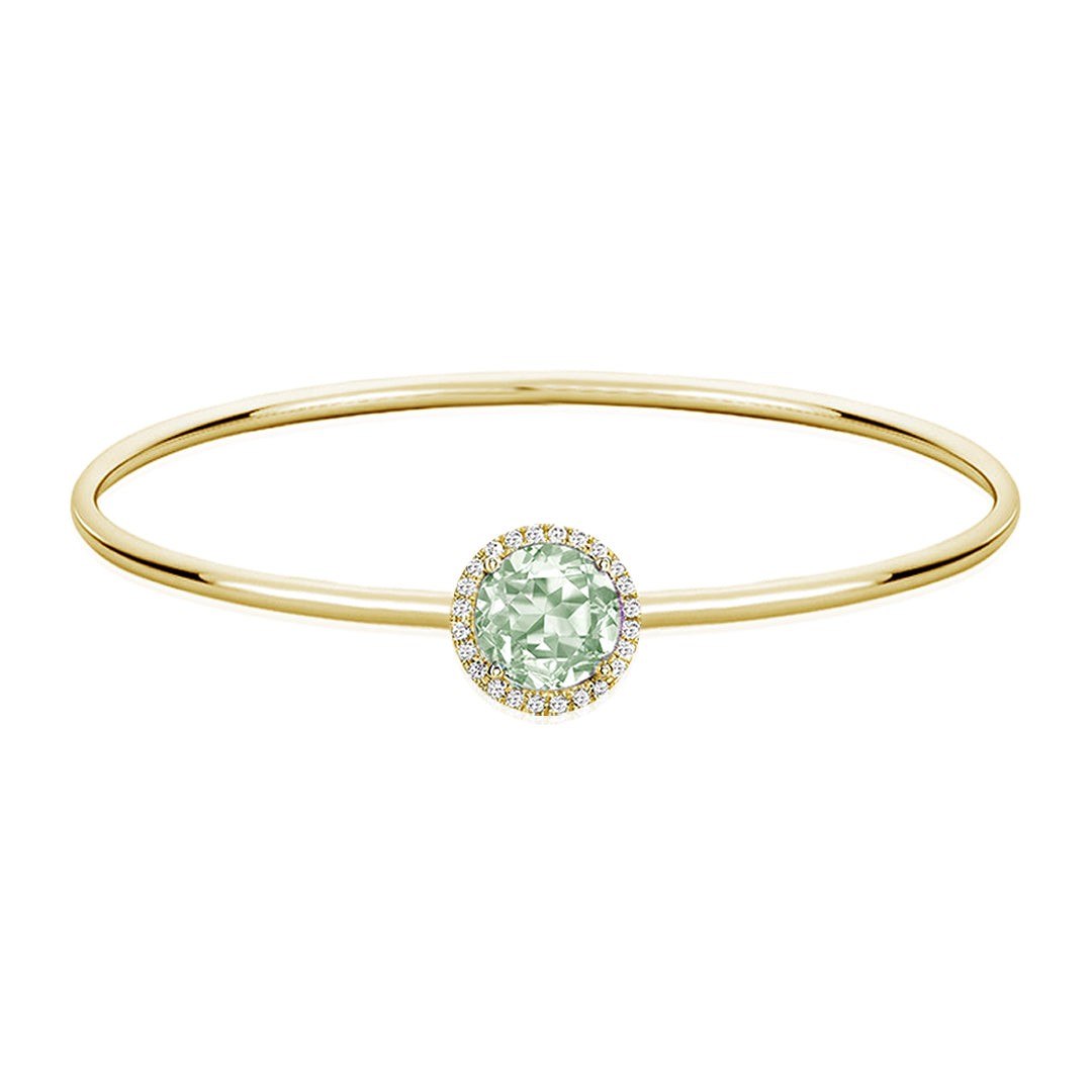 Green Amethyst Round Halo Bangle