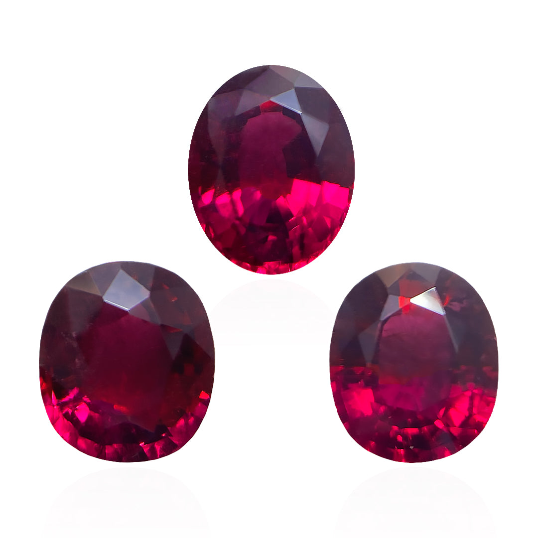 Rubellite Tourmaline Oval 3 Piece Layout