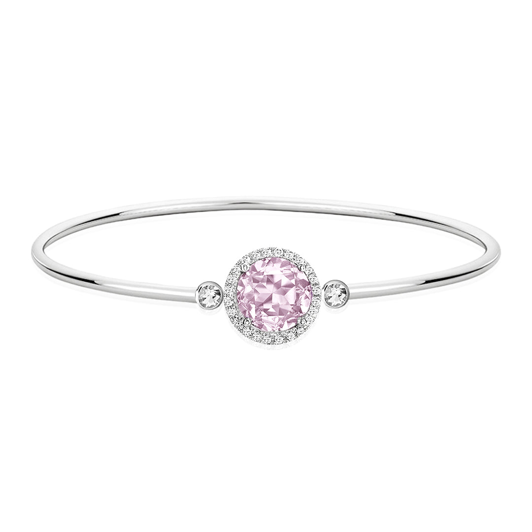 Rose Quartz Round Halo Bangle