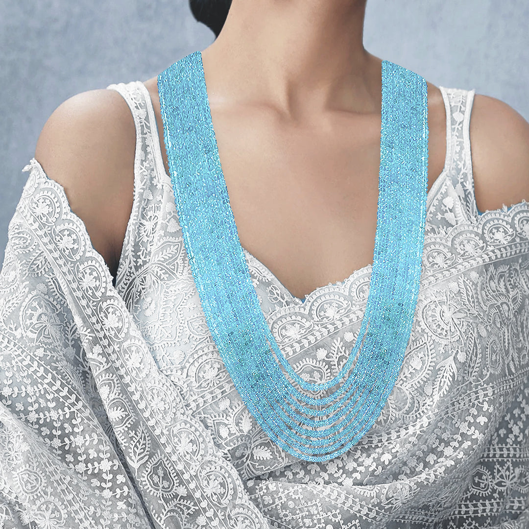Aquamarine Round Beads Necklace