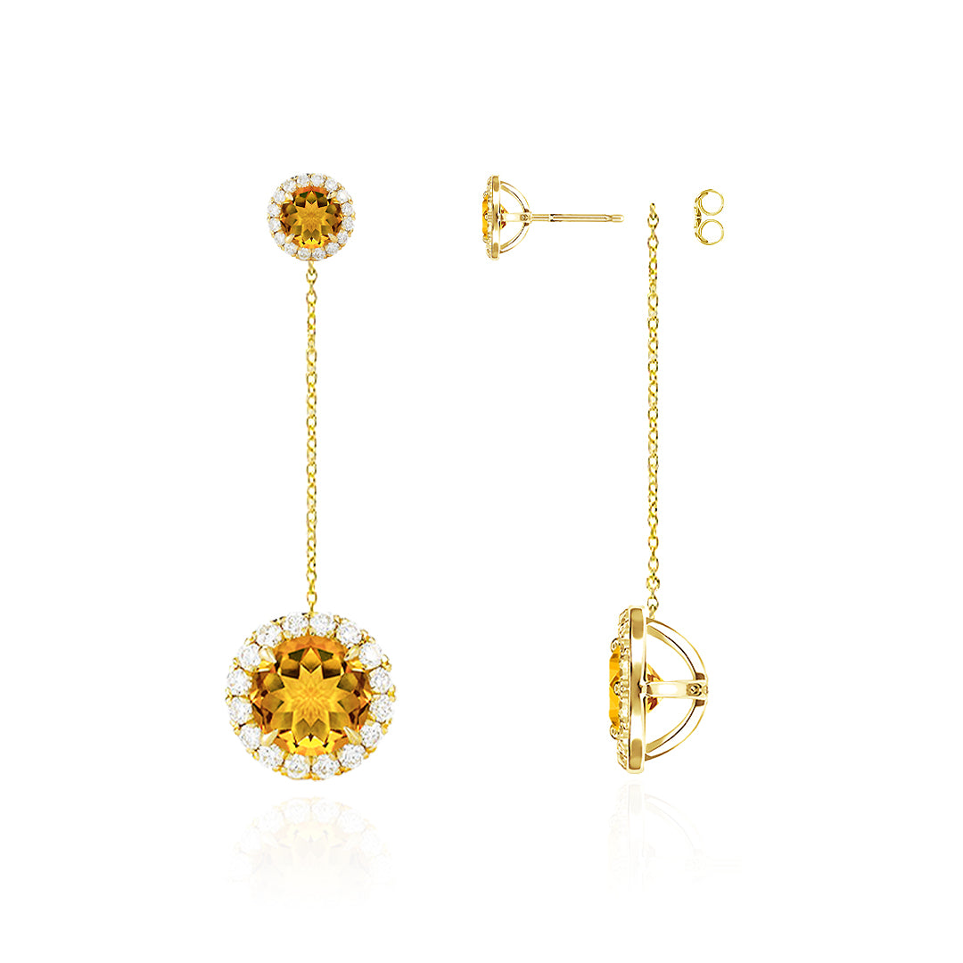 Citrine Jacket Chain Earrings