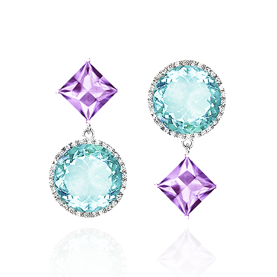 Square Round Double Play Earrings
