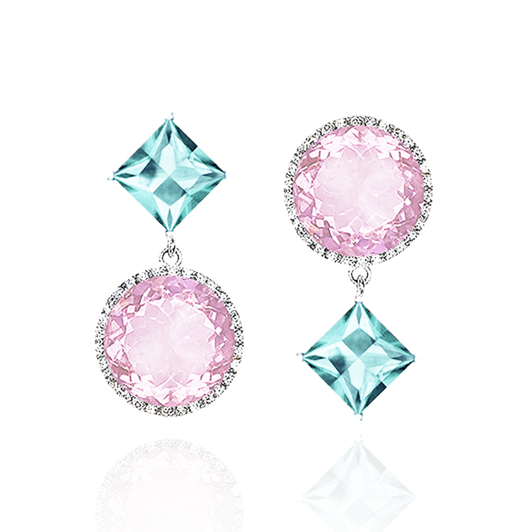 Square Round Double Play Earrings