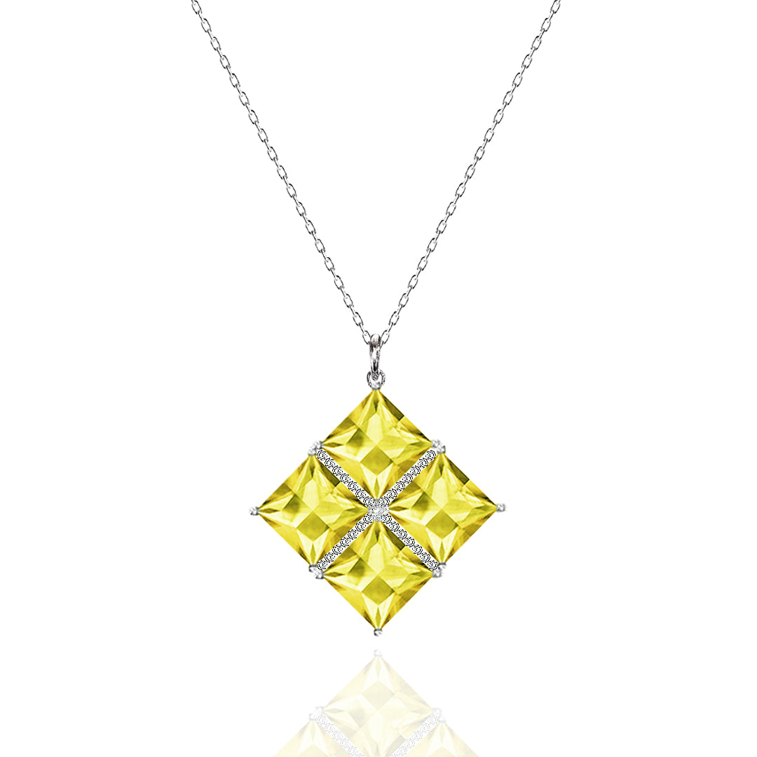 Square Cut Blue Topaz Necklace