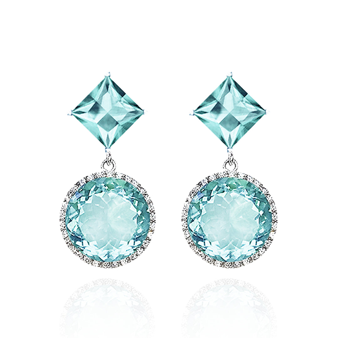 Square Round Drop Earrings