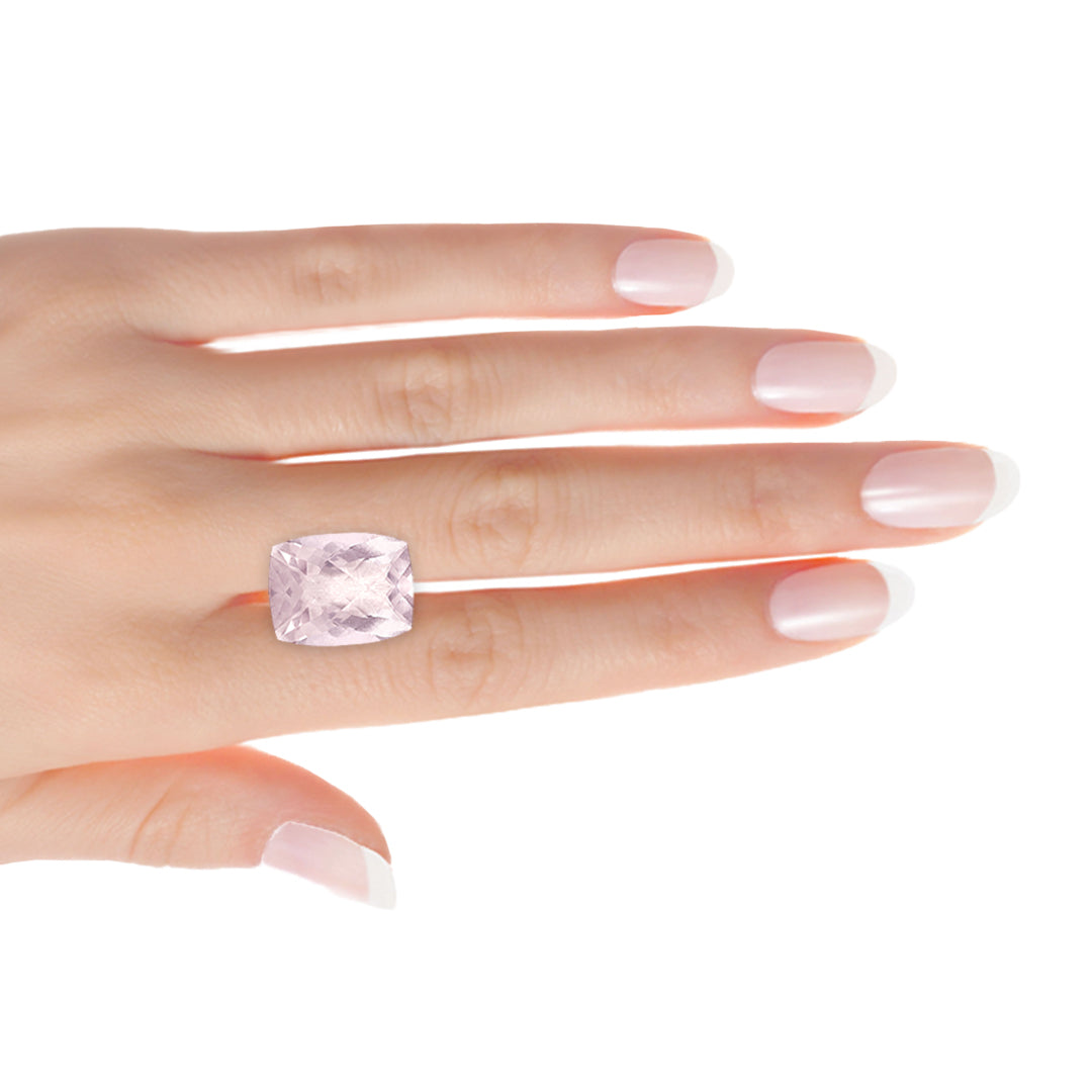 Long Cushion Checkerboard Rose Quartz