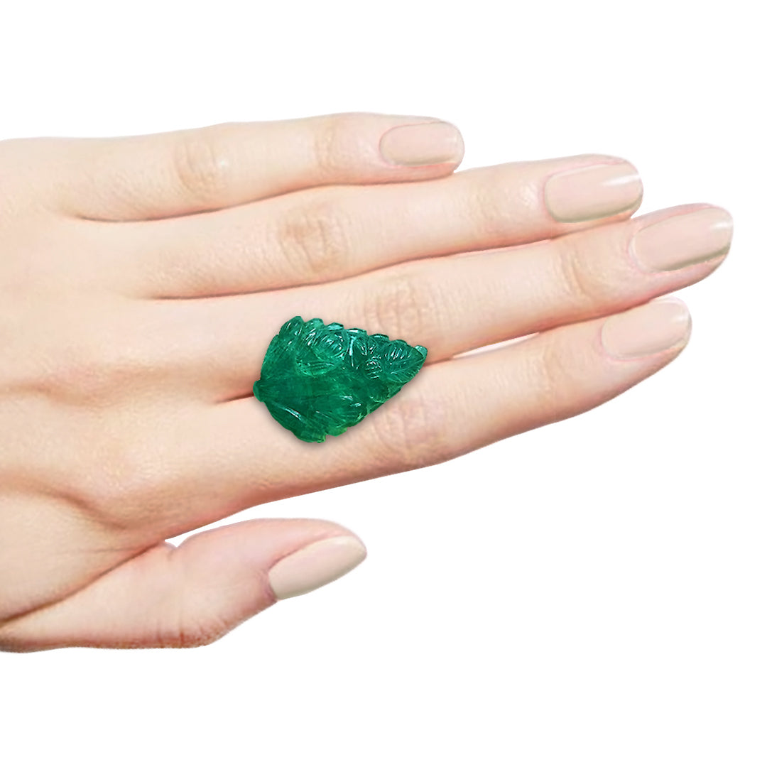 Zambian Emerald Fancy Leaf Carving