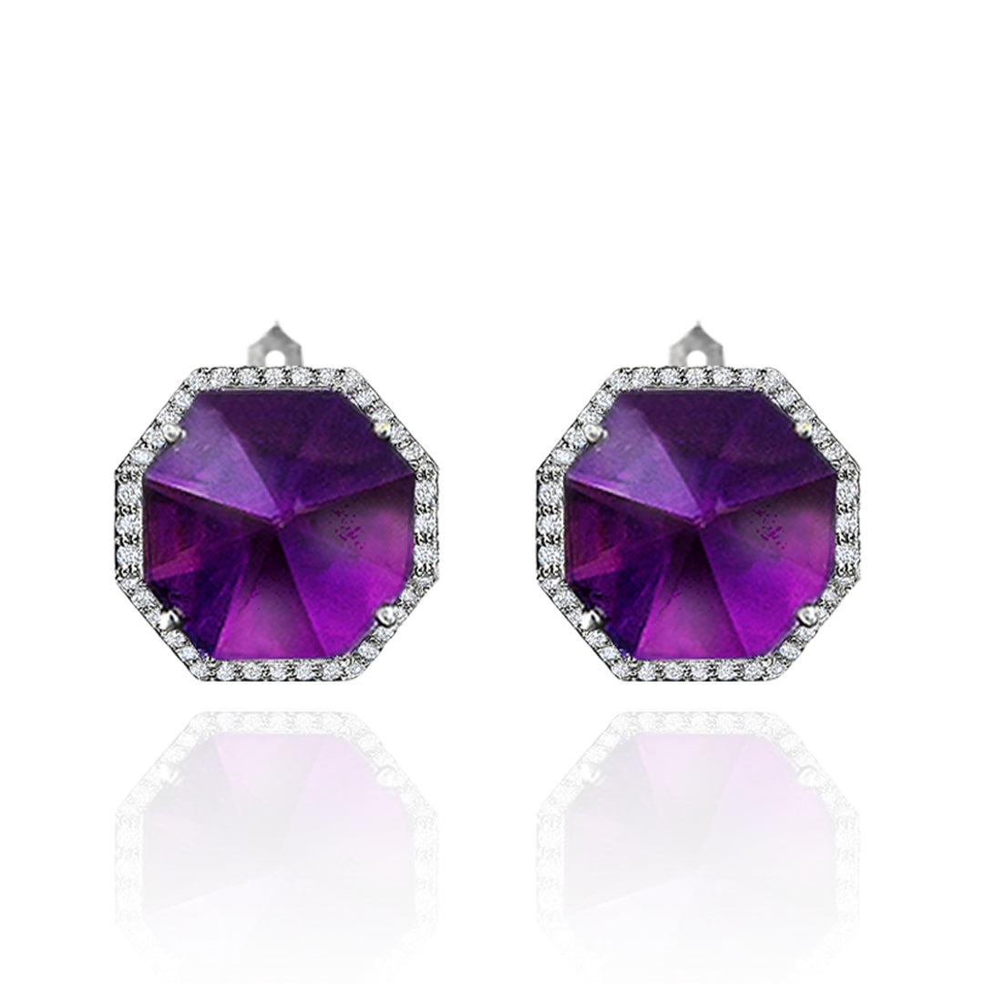 Hexa Amethyst Fancy Earring Studs