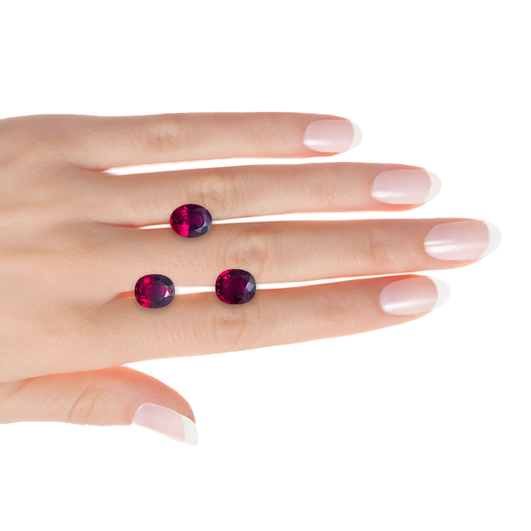 Rubellite Tourmaline Oval 3 Piece Layout