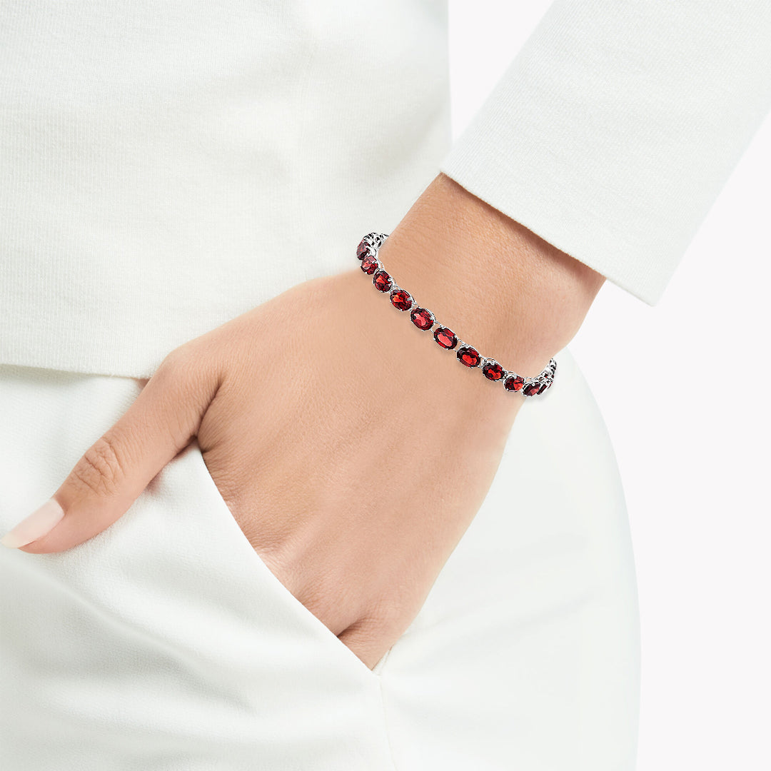 Red Garnet Oval Eternity Bracelet