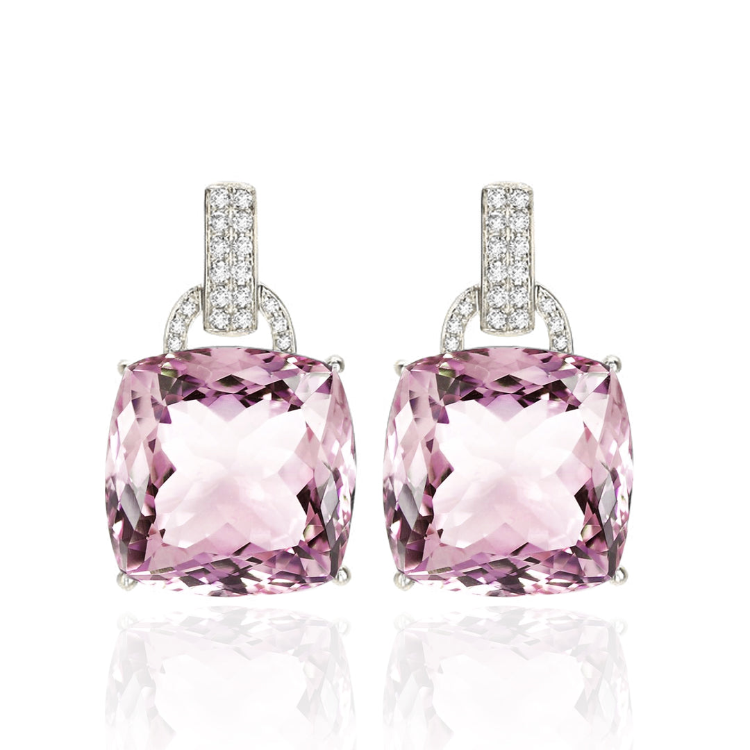 Rose Quartz Classic Cushion Earrings