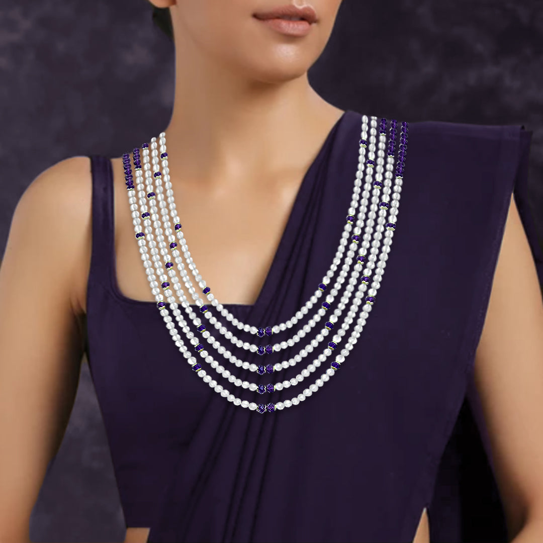 White Quartz & Amethyst Statement Necklace