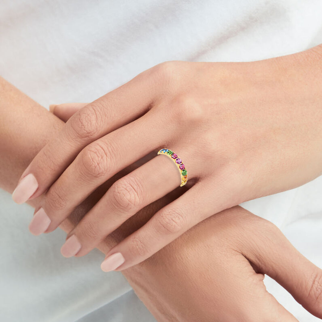 Rainbow Round Gemstone Ring