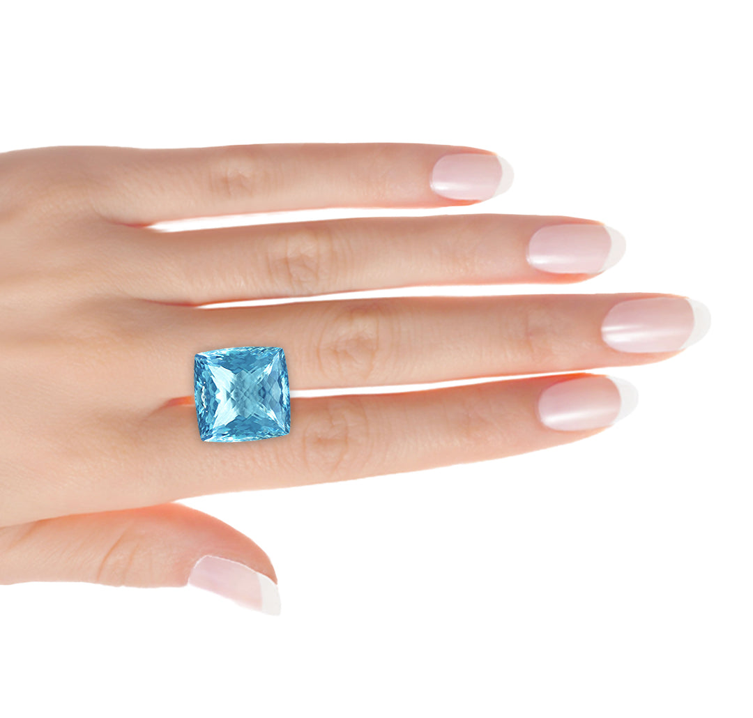 Square Cushion Blue Madagascar Aquamarine