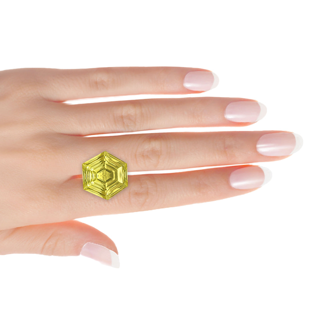 Brazilian Fancy Hexagon Lemon Quartz