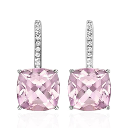 Rose Quartz Checkerboard Earrings