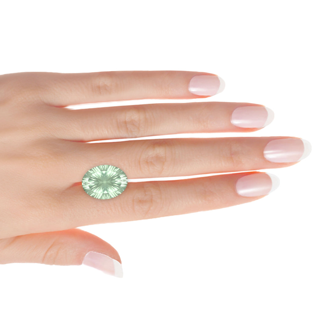 Concave Oval Green Amethyst