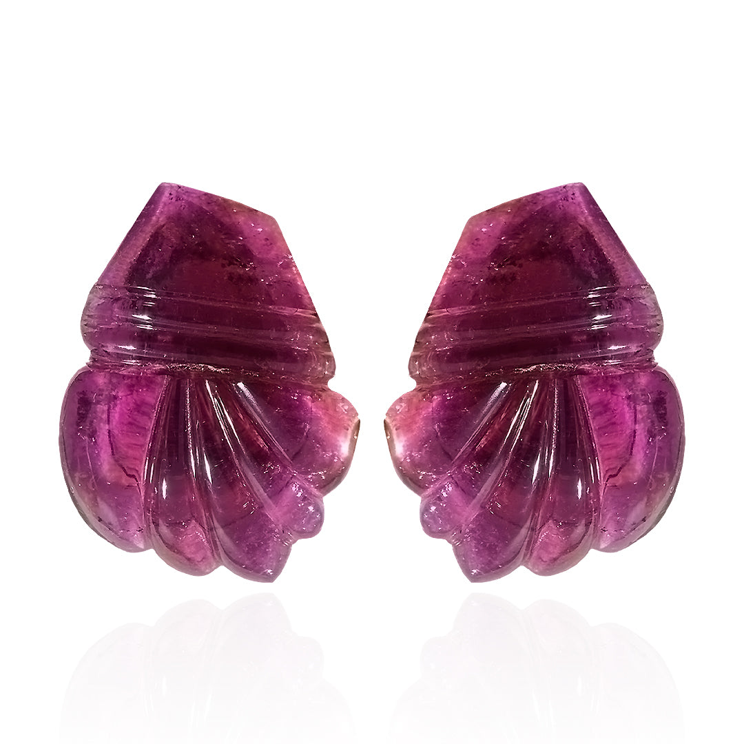 Pink Tourmaline Fancy Carving Pair