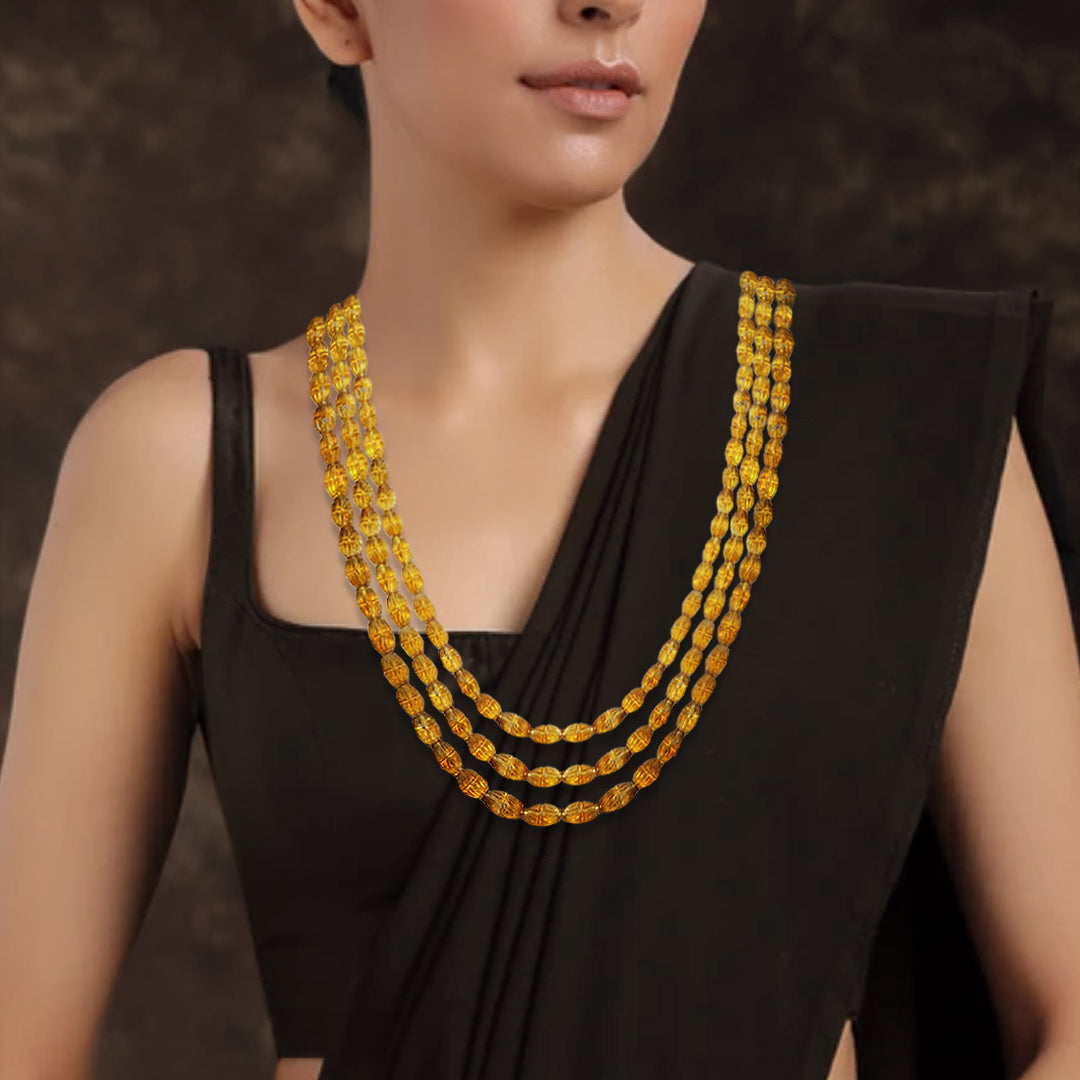 Citrine Barrel Carving Necklace