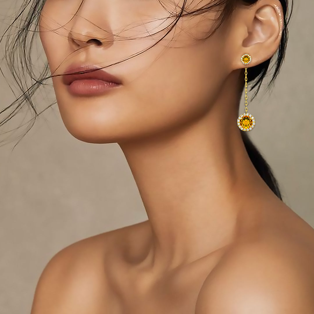 Citrine Jacket Chain Earrings