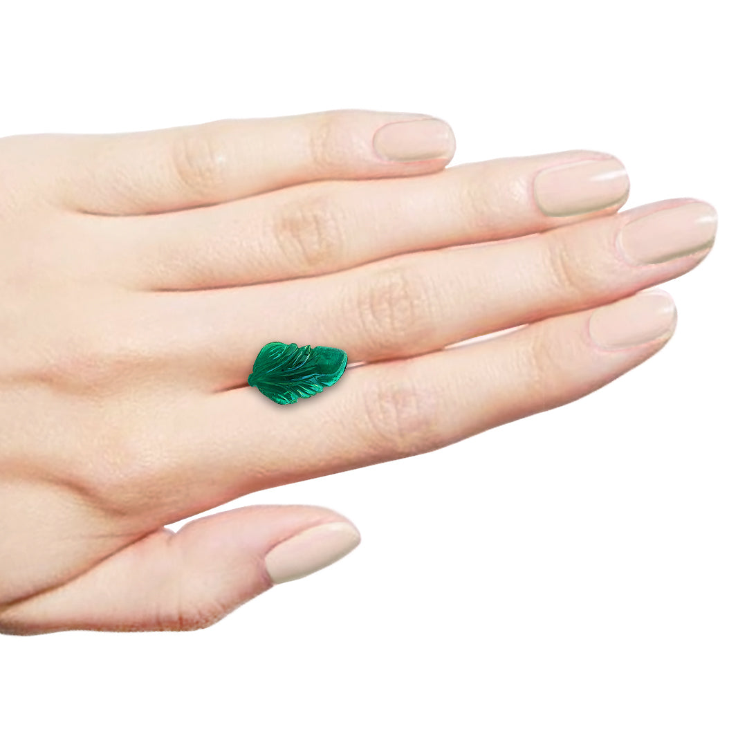 Zambian Emerald Fancy Leaf Carving