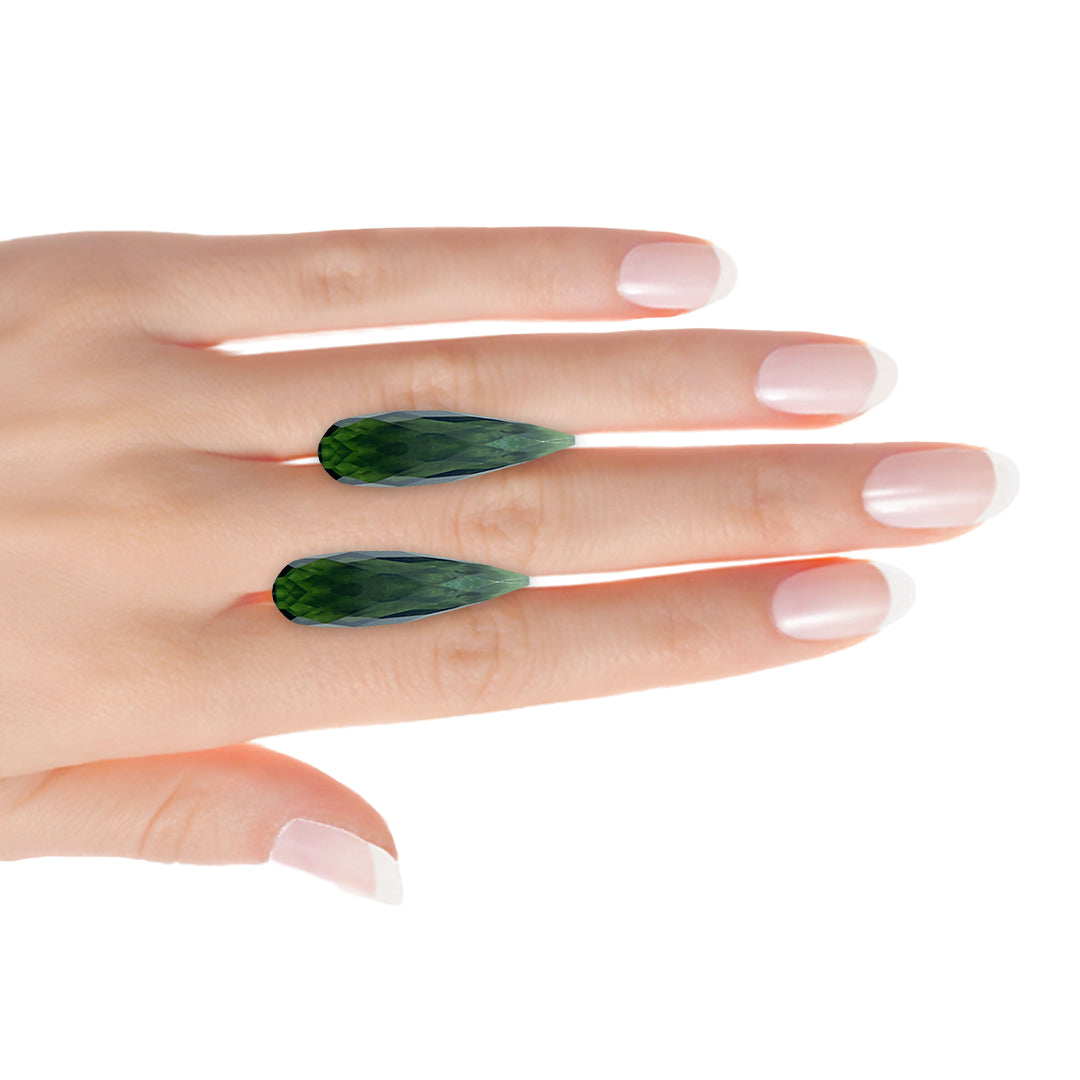 Green Tourmaline Drop Pair