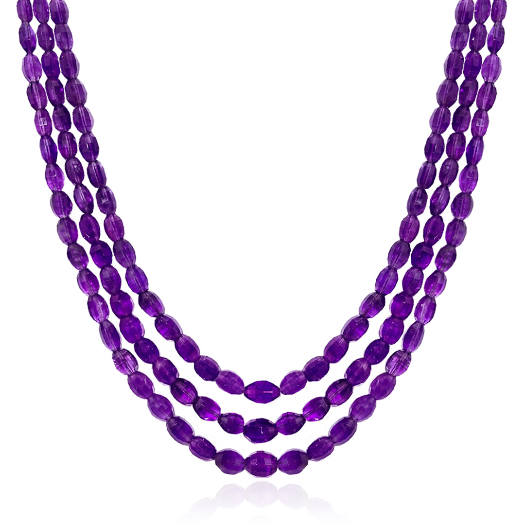 Amethyst Oval Faceted Beads Necklace