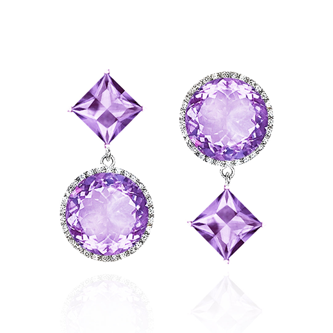 Square Round Double Play Earrings