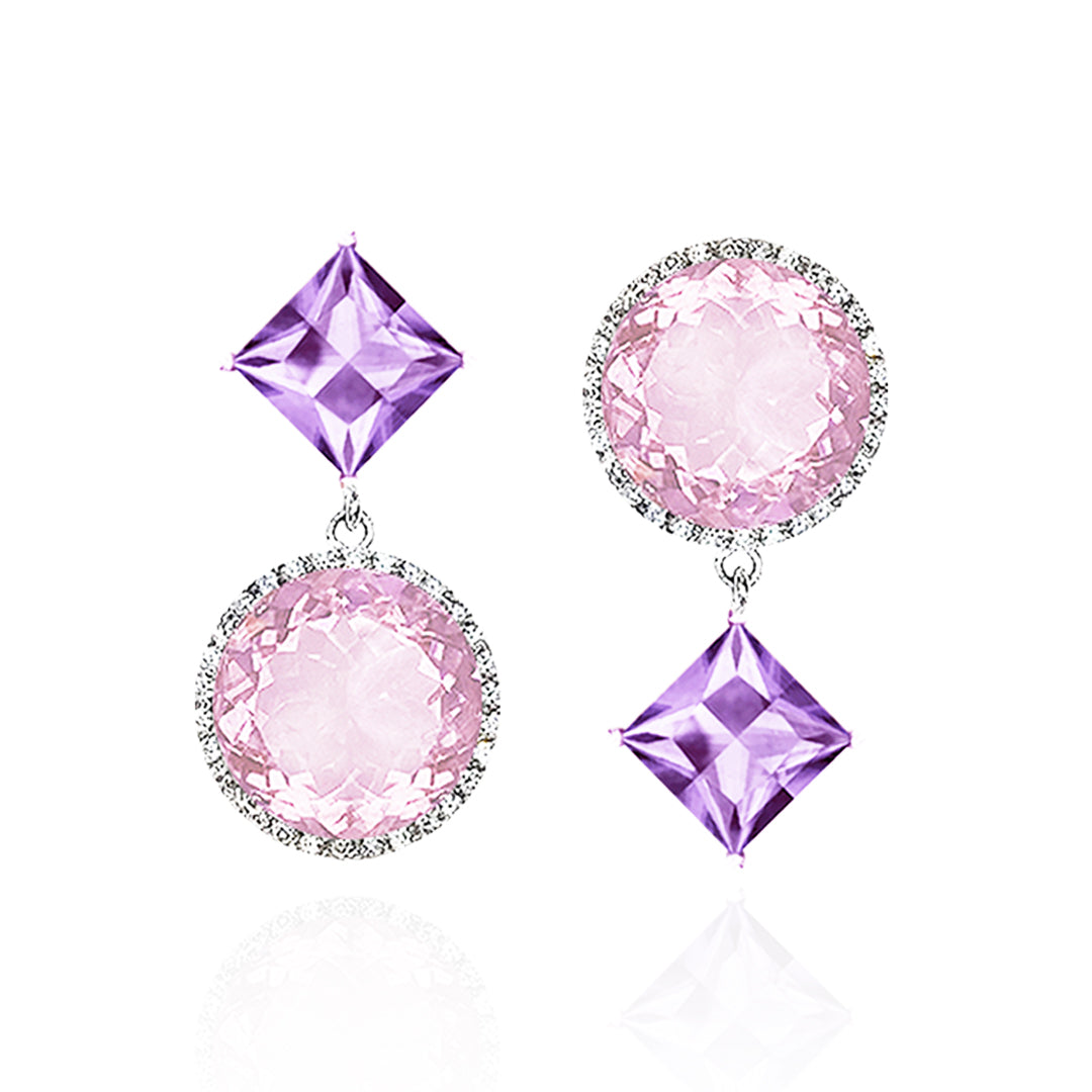 Square Round Double Play Earrings