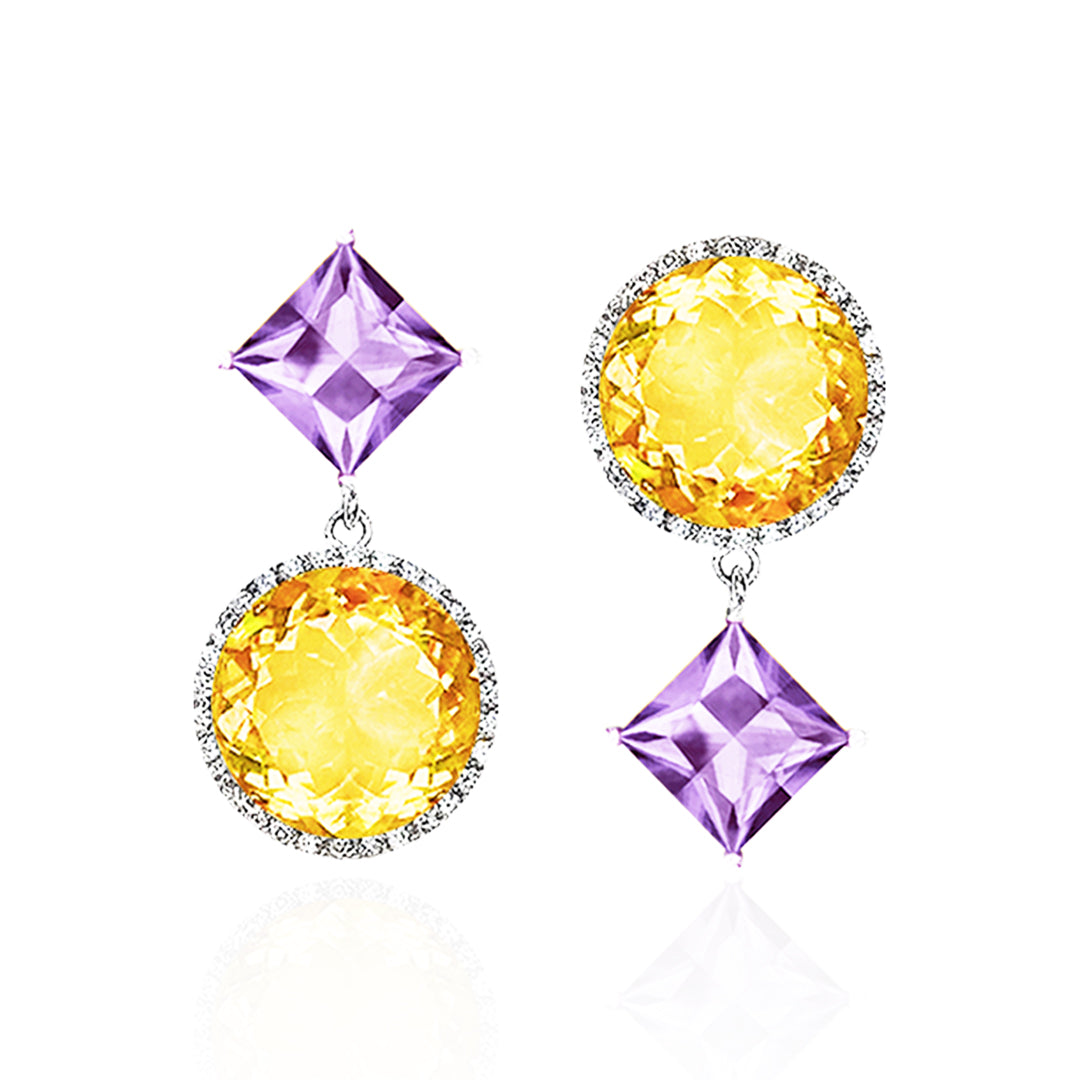 Square Round Double Play Earrings