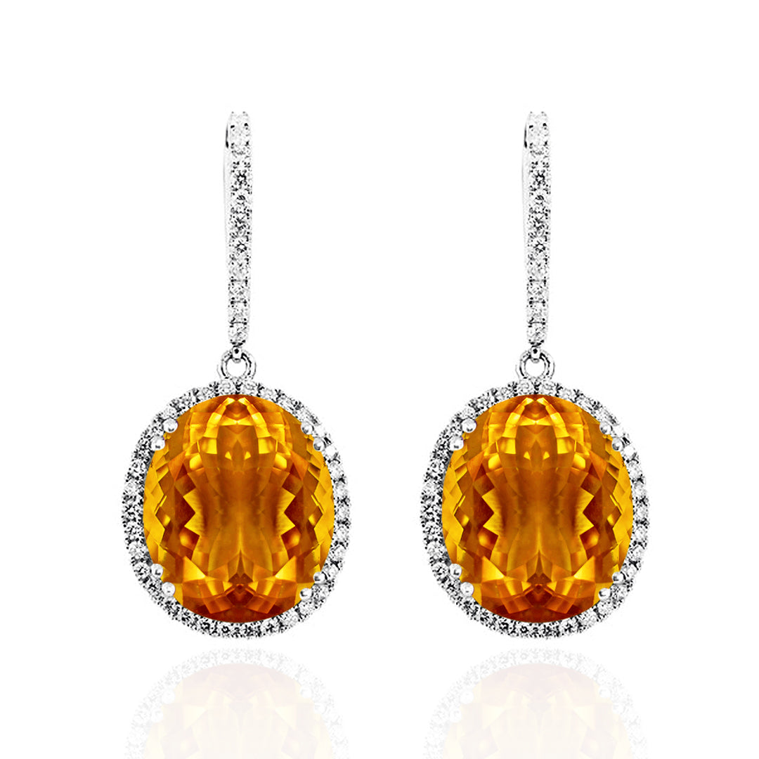 Blue Topaz Halo Drop Earrings
