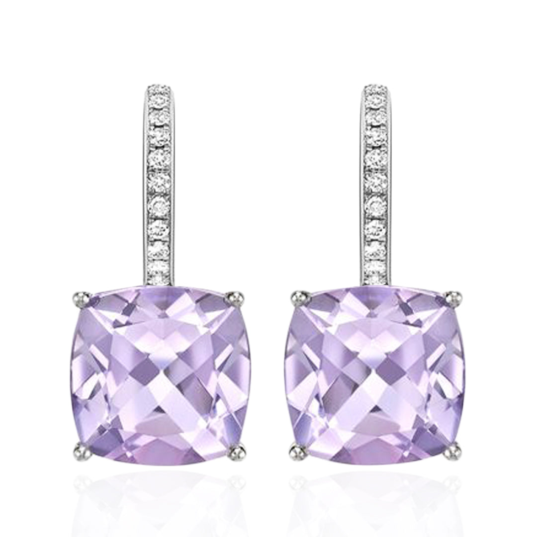 Rose Quartz Checkerboard Earrings