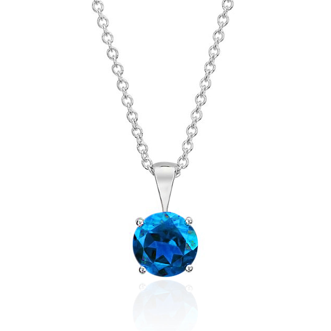 Swiss Blue Topaz Solitare Pendant