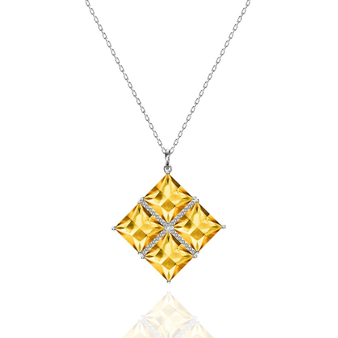Square Cut Blue Topaz Necklace